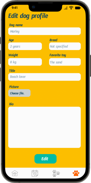 Mobile phone showing barkedin app